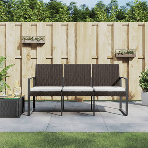 vidaXL Banc de jardin 3 places avec coussins résine tressée marron