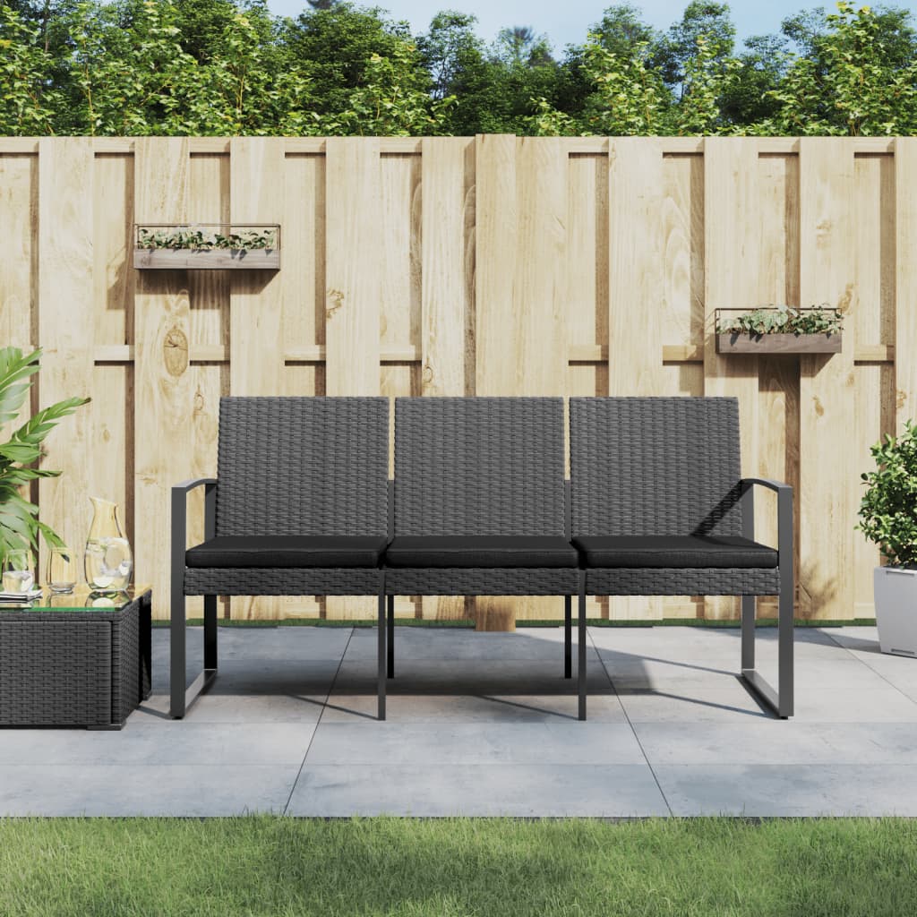 3-Sitzer Gartenbank Dunkelgrau mit Kissen