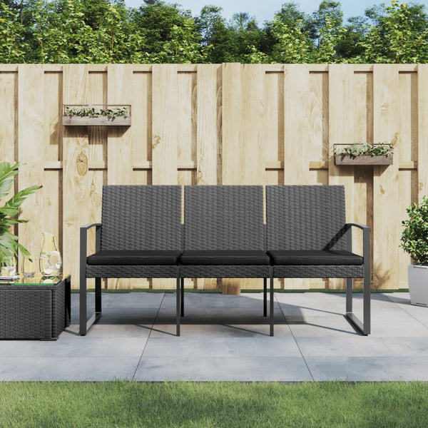 3-Sitzer Gartenbank Dunkelgrau mit Kissen
