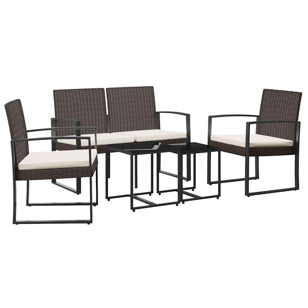 vidaXL Ensemble repas de jardin 5 pcs avec coussins résine tressée marron