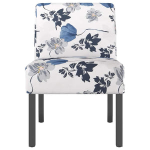 Blauer Polsterstuhl mit Blumenmuster
