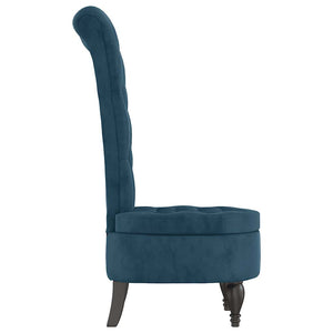 Blauer Samt Polsterstuhl mit Knopfheftung