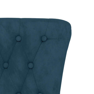 Blauer Samt Polsterstuhl mit Knopfheftung