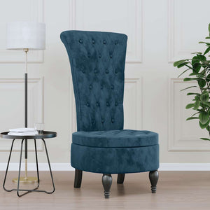 Blauer Samt Polsterstuhl mit Knopfheftung
