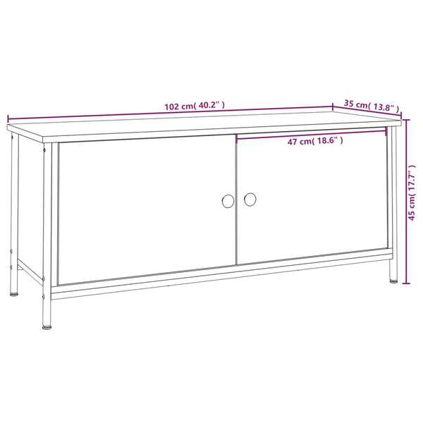 vidaXL Meuble TV avec portes chêne Sonoma 102x35x45 cm Bois d'ingénierie