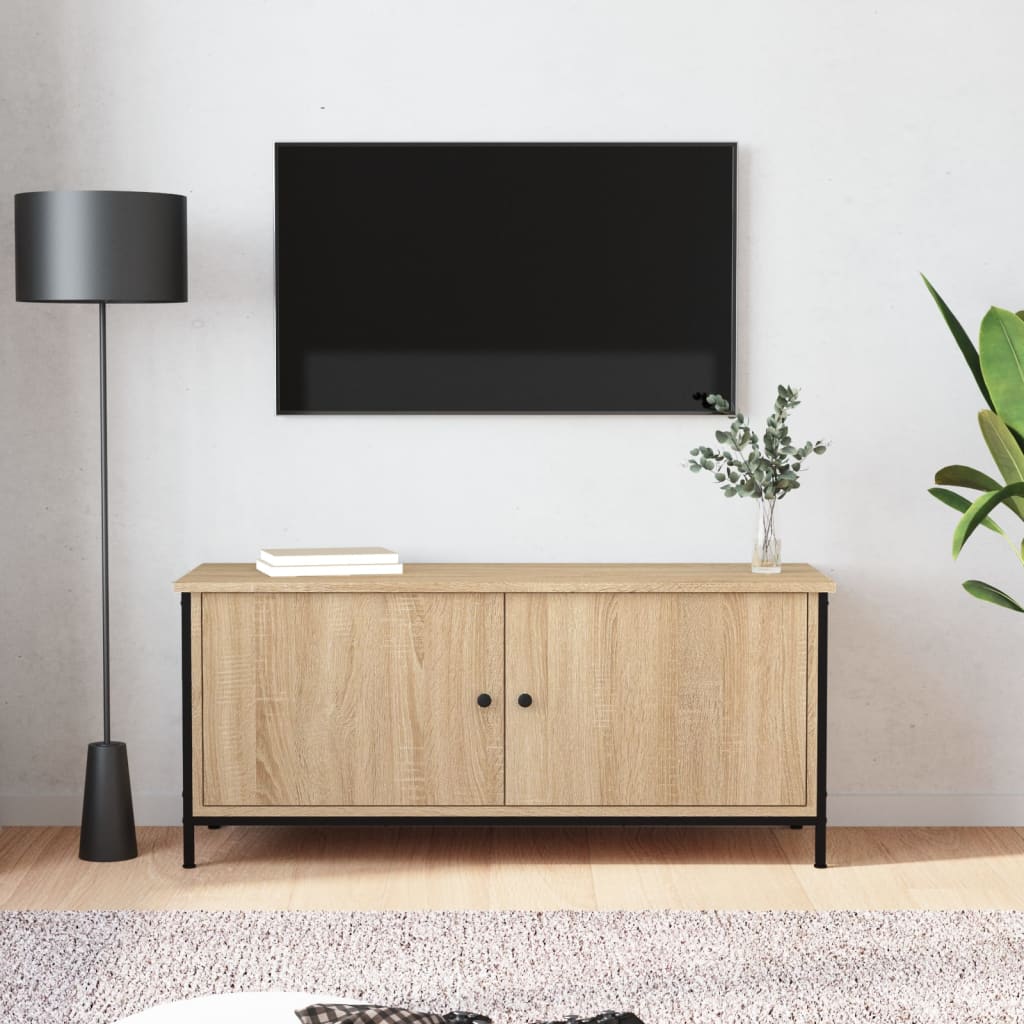 vidaXL Meuble TV avec portes chêne Sonoma 102x35x45 cm Bois d'ingénierie
