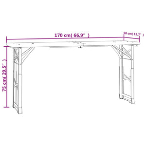 Klappbarer Biertisch aus Tannenholz, 170 cm