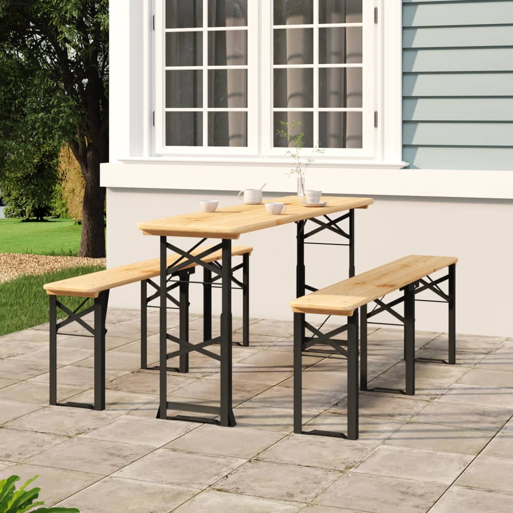 Klappbarer Biertisch aus Tannenholz, 170 cm