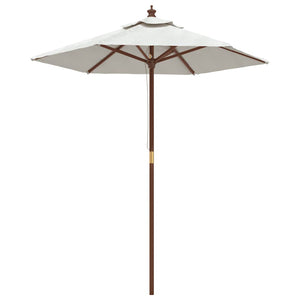 Sandfarbener Sonnenschirm mit Holzmast 196x231 cm