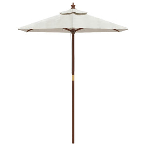 Sandfarbener Sonnenschirm mit Holzmast 196x231 cm