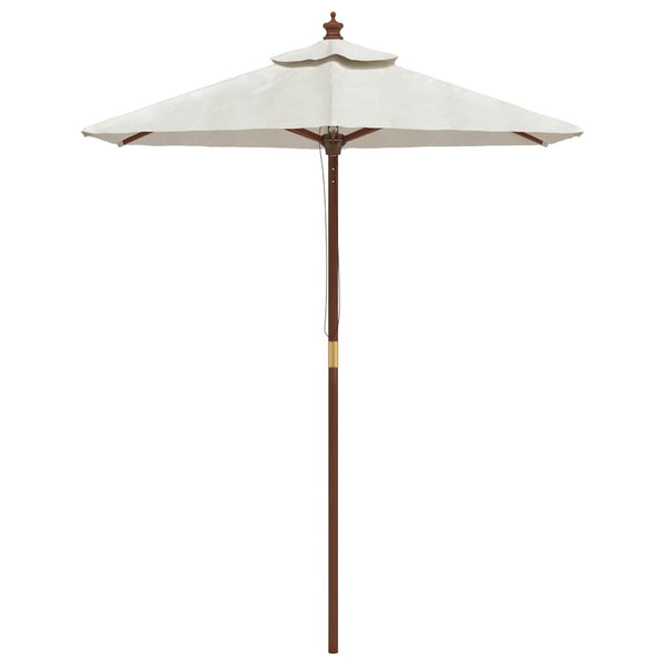 Sandfarbener Sonnenschirm mit Holzmast 196x231 cm