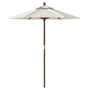 Sandfarbener Sonnenschirm mit Holzmast 196x231 cm