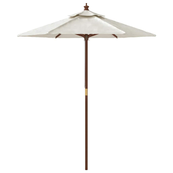 Sandfarbener Sonnenschirm mit Holzmast 196x231 cm