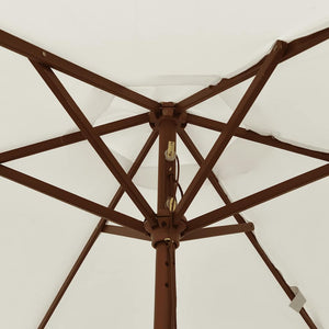 Sandfarbener Sonnenschirm mit Holzmast 196x231 cm