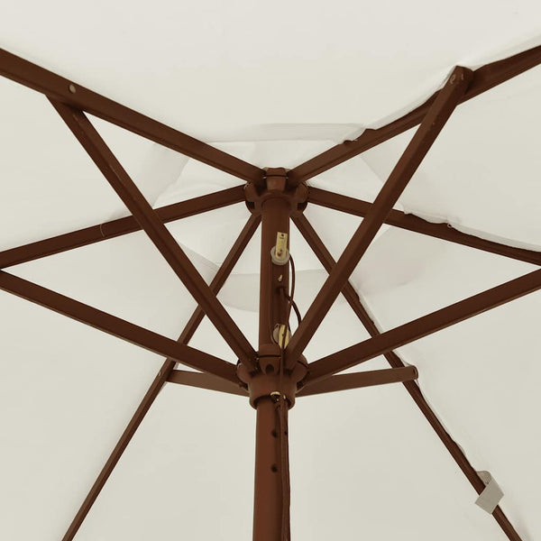 Sandfarbener Sonnenschirm mit Holzmast 196x231 cm