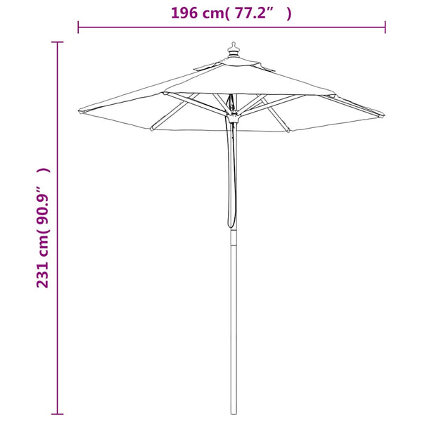 Sandfarbener Sonnenschirm mit Holzmast 196x231 cm