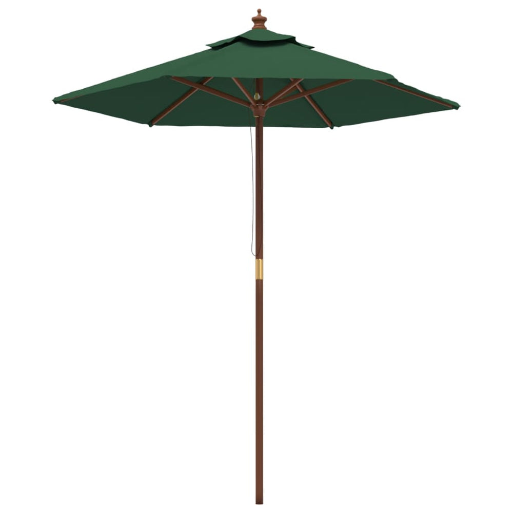 Grüner Sonnenschirm mit Holzmast 196x231 cm
