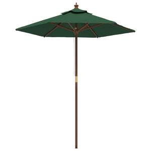 Grüner Sonnenschirm mit Holzmast 196x231 cm