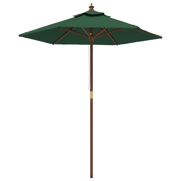 Grüner Sonnenschirm mit Holzmast 196x231 cm