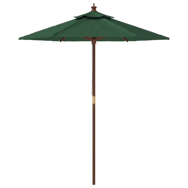 Grüner Sonnenschirm mit Holzmast 196x231 cm