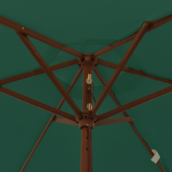 Grüner Sonnenschirm mit Holzmast 196x231 cm