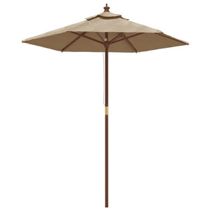 Taupe Sonnenschirm mit Holzmast 196x231 cm