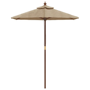 Taupe Sonnenschirm mit Holzmast 196x231 cm