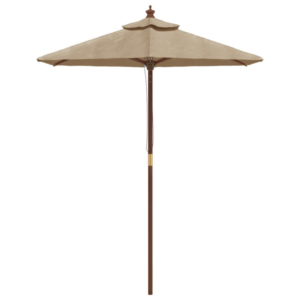 Taupe Sonnenschirm mit Holzmast 196x231 cm