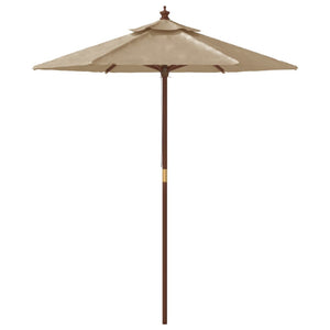 Taupe Sonnenschirm mit Holzmast 196x231 cm