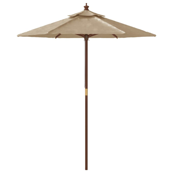 Taupe Sonnenschirm mit Holzmast 196x231 cm