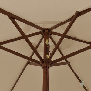 Taupe Sonnenschirm mit Holzmast 196x231 cm