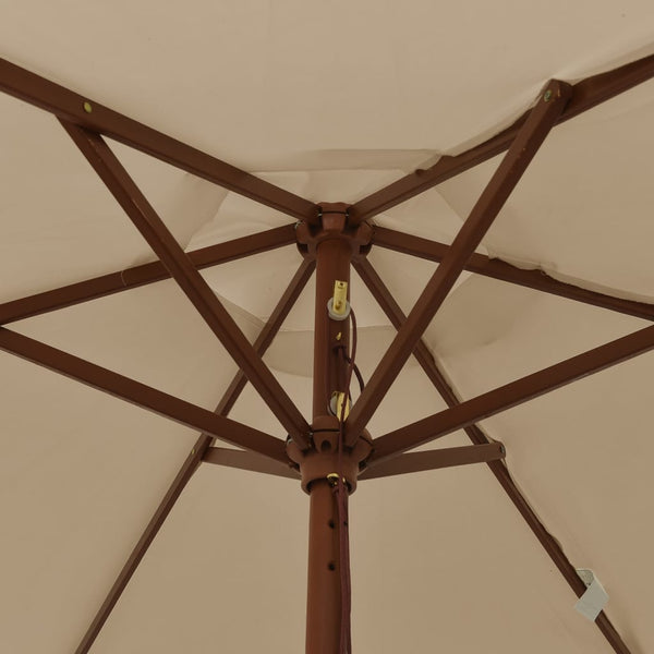Taupe Sonnenschirm mit Holzmast 196x231 cm