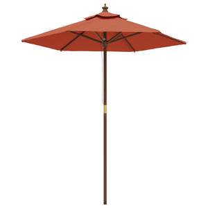Terrakotta Sonnenschirm mit Holzmast 196x231 cm