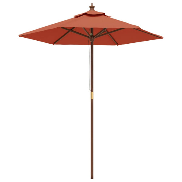 Terrakotta Sonnenschirm mit Holzmast 196x231 cm
