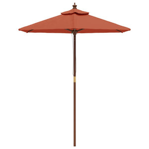 Terrakotta Sonnenschirm mit Holzmast 196x231 cm