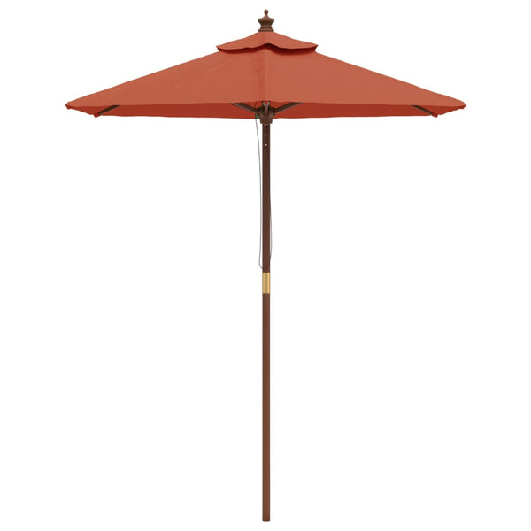 Terrakotta Sonnenschirm mit Holzmast 196x231 cm
