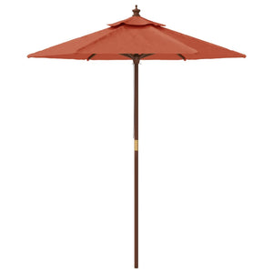 Terrakotta Sonnenschirm mit Holzmast 196x231 cm