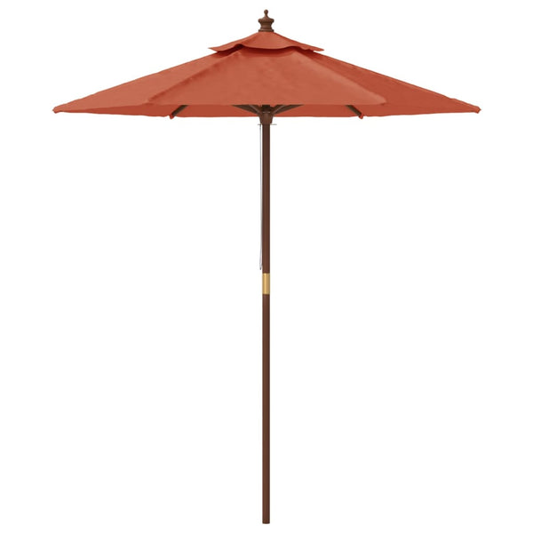 Terrakotta Sonnenschirm mit Holzmast 196x231 cm