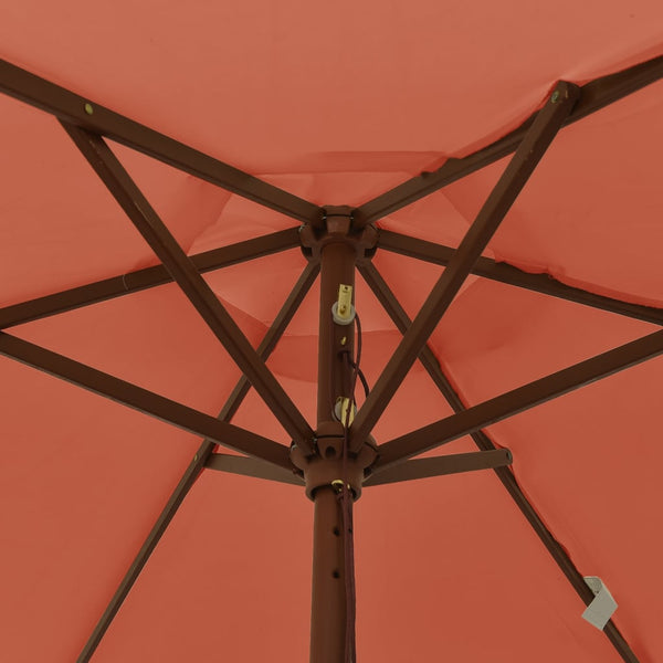 Terrakotta Sonnenschirm mit Holzmast 196x231 cm
