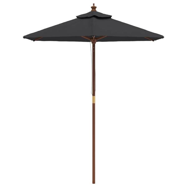 Schwarzer Sonnenschirm mit Holzmast 196x231 cm