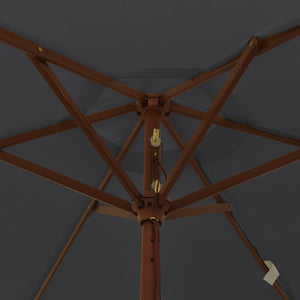 Schwarzer Sonnenschirm mit Holzmast 196x231 cm