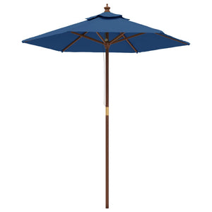 Parasol vidaXL avec mât en bois bleu azur 196x231 cm