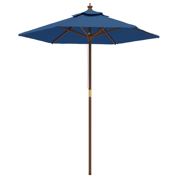 Parasol vidaXL avec mât en bois bleu azur 196x231 cm