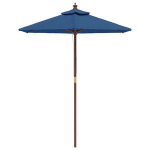 Parasol vidaXL avec mât en bois bleu azur 196x231 cm