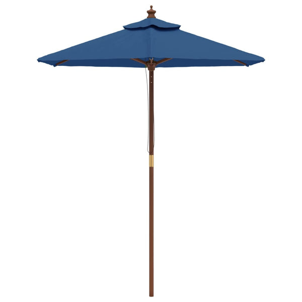 Parasol vidaXL avec mât en bois bleu azur 196x231 cm