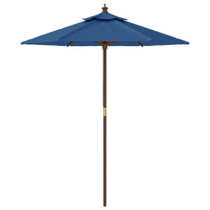 Parasol vidaXL avec mât en bois bleu azur 196x231 cm