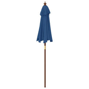 Parasol vidaXL avec mât en bois bleu azur 196x231 cm