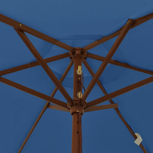 Parasol vidaXL avec mât en bois bleu azur 196x231 cm