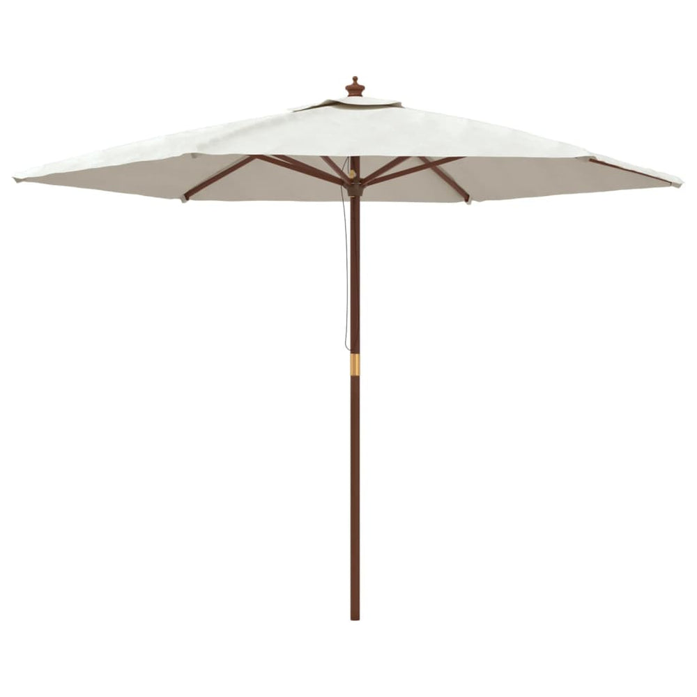 Sandfarbener Sonnenschirm mit Holzmast 299x240 cm