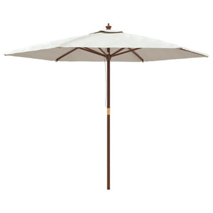 Sandfarbener Sonnenschirm mit Holzmast 299x240 cm